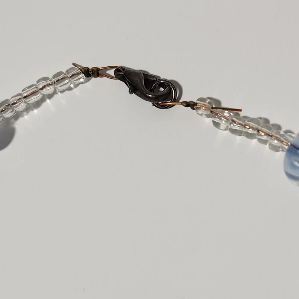 Blue Beaded Necklace w/ Lobster Claw Clasp